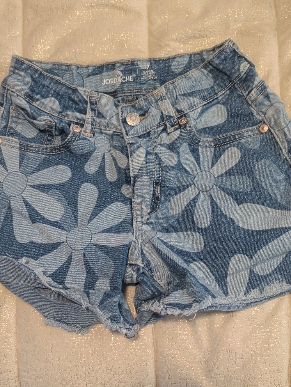 Jordache Daisy Print Blue Denim Shorts